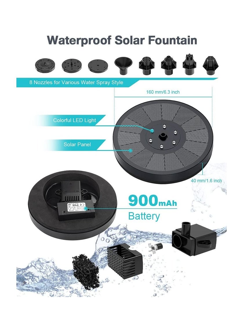 Y&D Solar Fountain Pump with 6 Color LED Lights, Upgrade 3W Water 7 Nozzles 4 Anti-Collision Bar Features for Garden Landscape Fountain, Bird Bath Patio Pond Decor  - Image 4