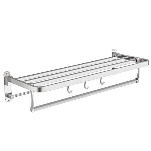 Plantex Stainless Steel Folding Towel Holder in Bathroom/Towel Rack with Hooks/Towel Hanger/Bathroom Hanger for Clothes (24-inch) Chrome Finish - Image 5