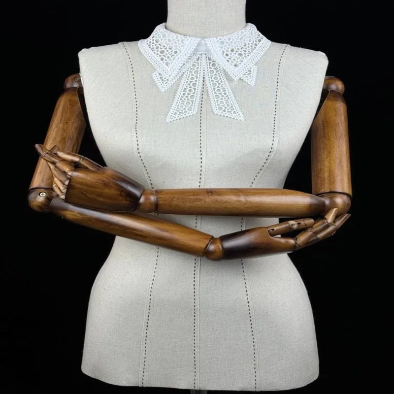 Removable Beaded Collar: White Textured Snug Neck Fit - Ready-made Decorative Collar for Adult Female Shirts Dresses Blouses Carnival Costumes School Uniforms - Image 5
