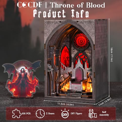 CCCDF Book Nook Kit DIY Miniature House Dollhouse Kit for Adults and Teens Booknook Tiny House Bookshelf Decor Book Nook Gifts for Family Friends Throne of Blood - Image 5