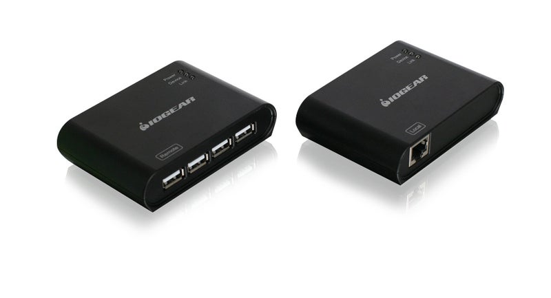 Iogear USB 2.0 4 Port USB Extender - Up To 165Ft - Cat5, Cat5e or Cat6 Ethernet - High Speed (480Mbps) - Plug-n-Play - TAA compliant - Windows - MacOS - GUCE64 - Image 1
