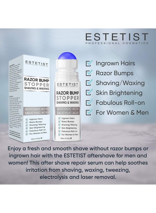 Estetist Razor Bump Stopper Solution For Ingrown Hair Skin Care Treatment For Face Neck Bikini Area Legs And Underarm Area After Shave Serum For Men And Women With Salicylic Acid Glycolic Acid - Image 3