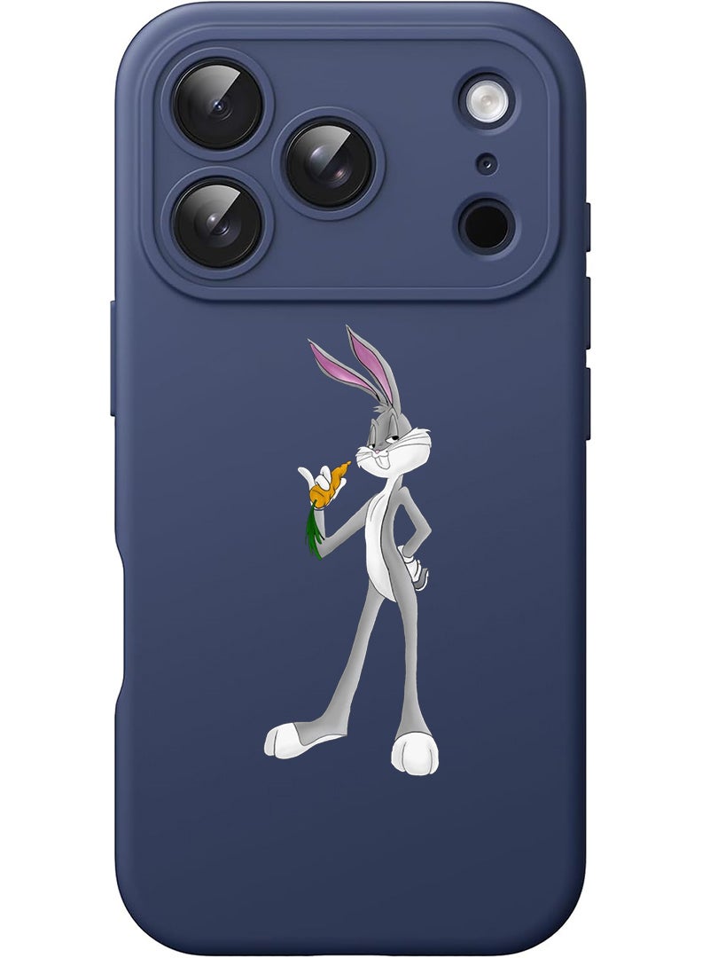 Theodor Protective Slim Fit Case Liquid Silicone Cover with Full Body Protection Anti-Scratch Shockproof Case For Apple iPhone 17 Pro (Blue) rabbit (2) - Image 1