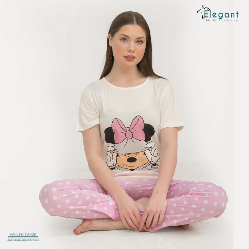 Elegant PJs Pants Cotton - Offwhite Rose - Minnie Bow - Image 2