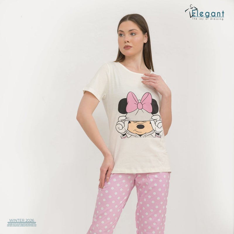 Elegant PJs Pants Cotton - Offwhite Rose - Minnie Bow - Image 3