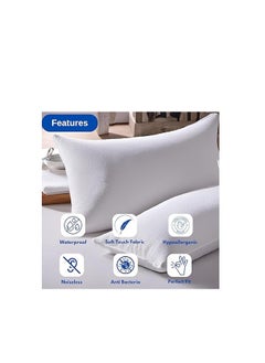 Beauenty Pillow Protector, Premium Quality Waterproof 100% Soft Cotton Queen Size Pillows Case Cover 75 x 50cm  - Image 4