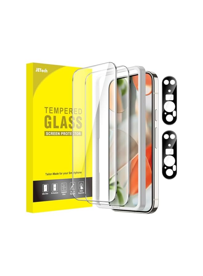 JETech Screen Protector for Google Pixel 9 Pro XL with Camera Lens Protector, Easy Installation Tool, Fingerprint Compatible, Tempered Glass Film, HD Clear, 2-Pack Each