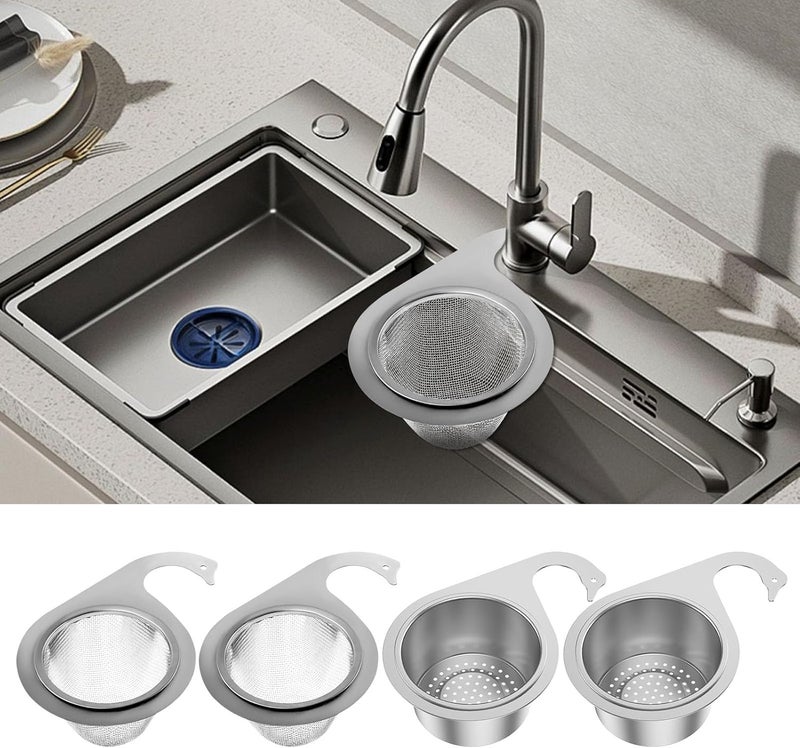 windforgecraft Corner Sink Strainer Stainless Steel Swan Sink Strainer Basket Stainless Steel Sink Food Catcher Faucet Hanging Filter Basket Multi-Functional Drain Basket for Leftover Food Fish (2A+2B) - Image 1