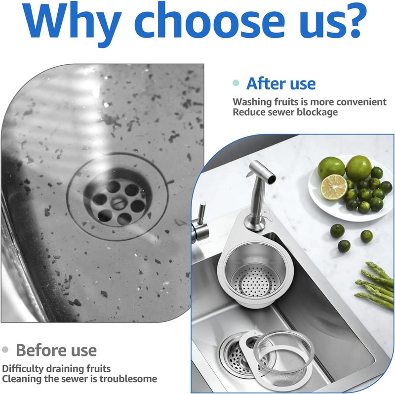 windforgecraft Corner Sink Strainer Stainless Steel Swan Sink Strainer Basket Stainless Steel Sink Food Catcher Faucet Hanging Filter Basket Multi-Functional Drain Basket for Leftover Food Fish (2A+2B) - Image 4