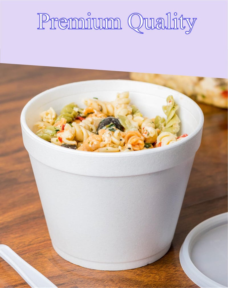 Mr. Miracle 4 Ounce Foam Bowl with Lid for Hot and Cold Foods. Pack of 100 Sets. Disposable Soup Container with Vented Lid. Great for Ice Cream  Yogurt  Soup  Takeout - Image 2