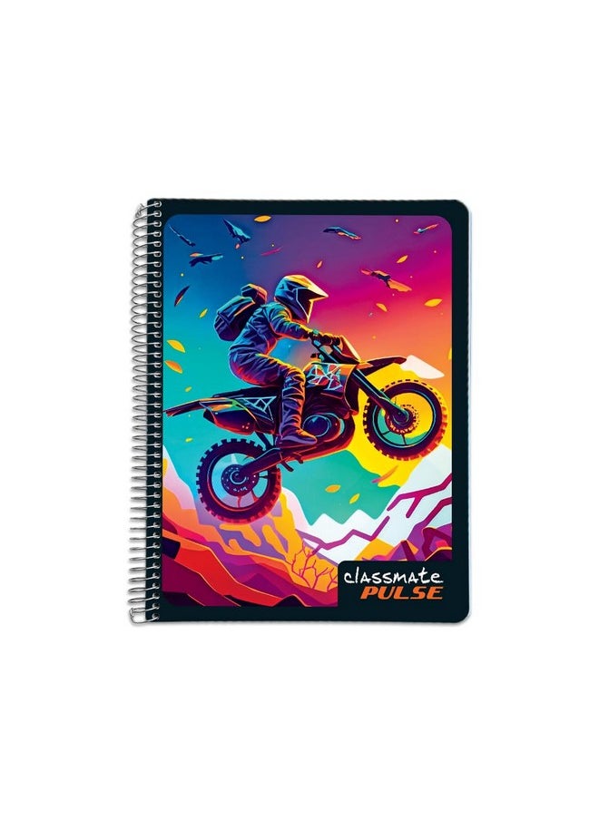 classmate Classmate Pulse Single Subject Spiral Notebook - Pack of 1 | Unruled | 200 Pages | 24.0cm x 18.0cm | Attractive Cover Designs | Soft Cover | Notebooks for College Students  - Image 1