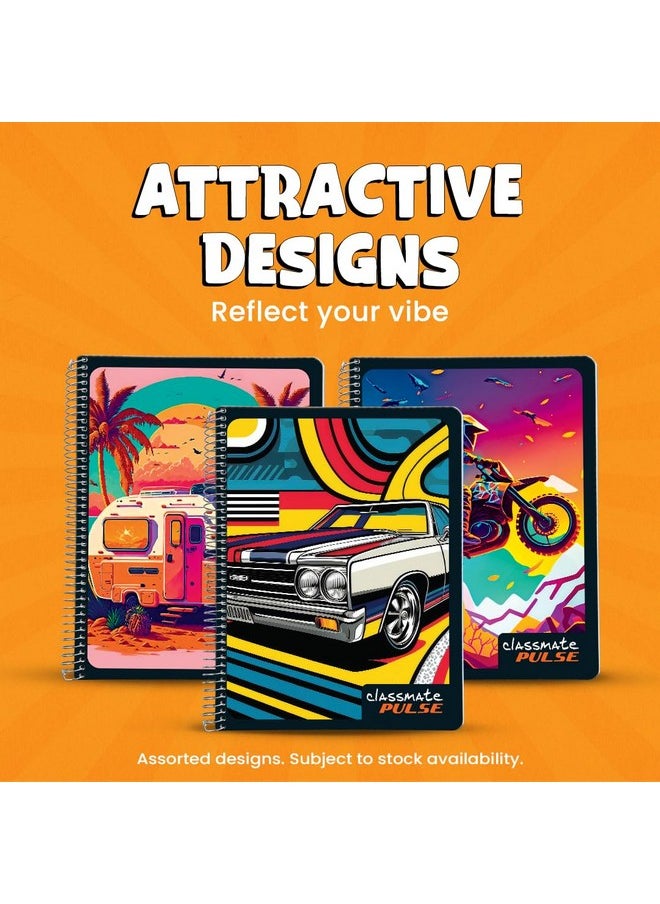 classmate Classmate Pulse Single Subject Spiral Notebook - Pack of 1 | Unruled | 200 Pages | 24.0cm x 18.0cm | Attractive Cover Designs | Soft Cover | Notebooks for College Students  - Image 3
