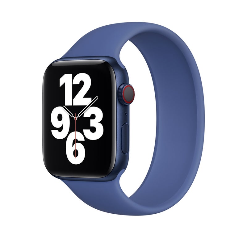 For Apple Watch Series 9&8&7 41mm / SE 3&SE 2&6&SE&5&4 40mm / 3&2&1 38mm Solid Color Elastic Silicone Watch Band, Size:M 143mm (Aqua Blue)