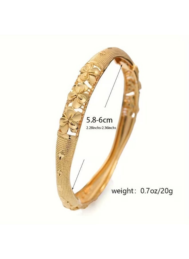 سوار قابل للتعديل مطلي بالذهب عيار 18 قيراط - سوار مفتوح أنيق وفاخر - مجوهرات عصرية ذات طابع عرقي للعرائس واحتفالات رمضان. - Image 3