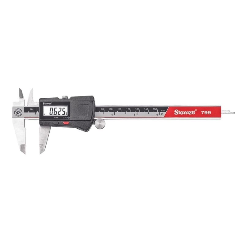 Starrett Starrett Stainless Steel Electronic Slide Caliper  06 Range 0005 Resolution LCD Display Fine Adjustment Thumb Wheel inmm Conversion  EC799A6150  - Image 1