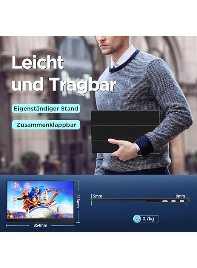 15.6" Full HD Portable Monitor – 1920x1080 IPS Mobile Screen with HDMI, Type-C & USB-C for Laptop, Mac, PC, and Gaming - Image 3