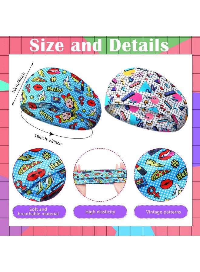 Yilloog 20 Pcs 80S 90S Neon Headbands For Women Retro Vintage Workout Headbands Fitness Accessories Non Slip Sports Sweatbands For Men Neon Elastic Hairband For Fitness Running Cycling Jogging Yoga Ski - Image 2