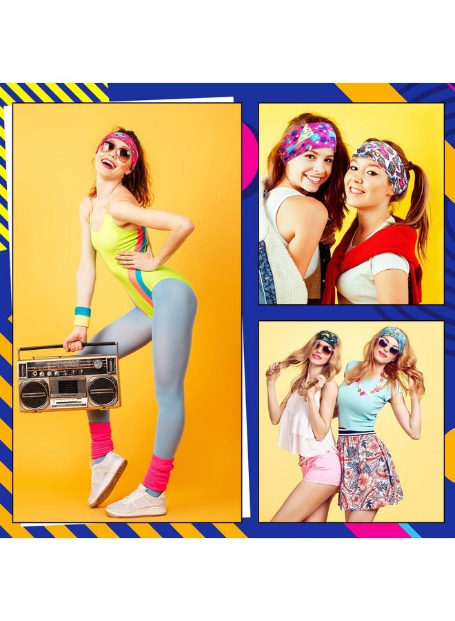 Yilloog 20 Pcs 80S 90S Neon Headbands For Women Retro Vintage Workout Headbands Fitness Accessories Non Slip Sports Sweatbands For Men Neon Elastic Hairband For Fitness Running Cycling Jogging Yoga Ski - Image 3