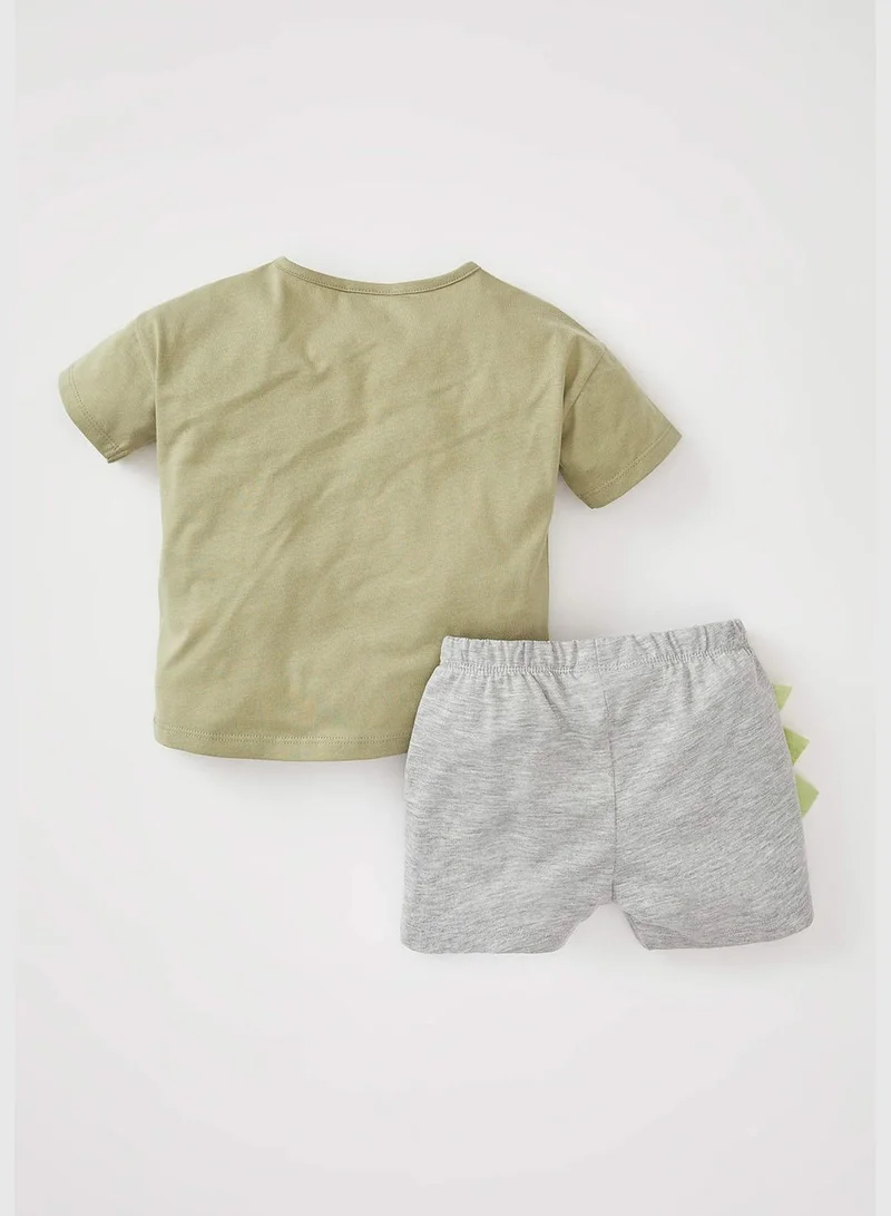 DeFacto Short Sleeve Dinasour Print T-Shirt & Mini Short Set