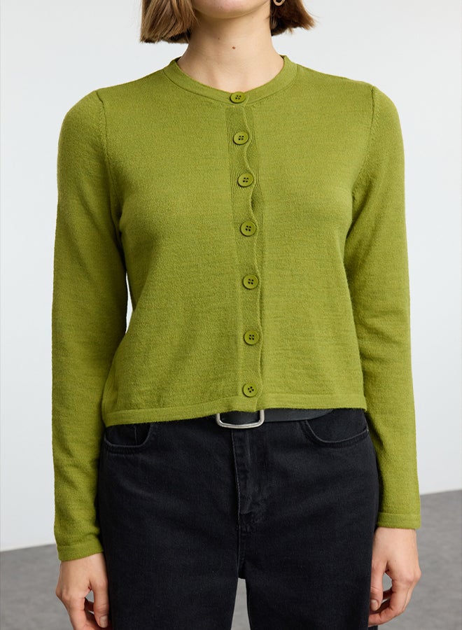 trendyol Green Woolen Jacket Look Knitwear Cardigan - Image 3