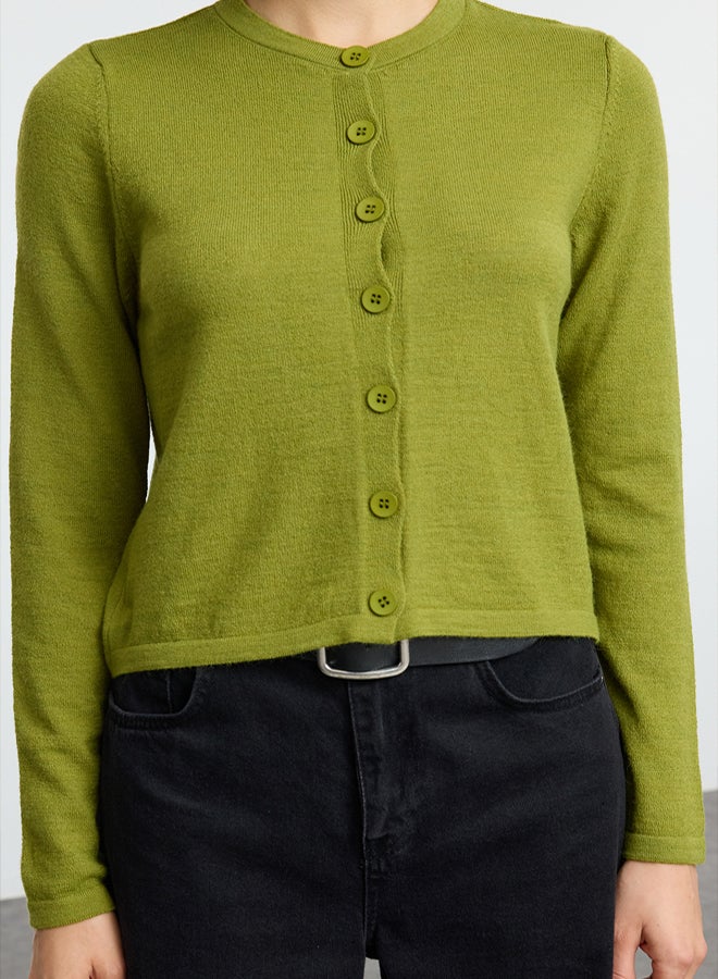 trendyol Green Woolen Jacket Look Knitwear Cardigan - Image 4