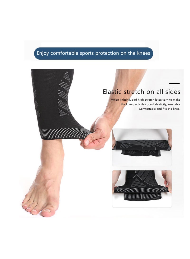 Excefore Long Leg Compression Sleeve for Men - Knee Brace for Pain Relief, Running, Arthritis, ACL Support - L - Image 4