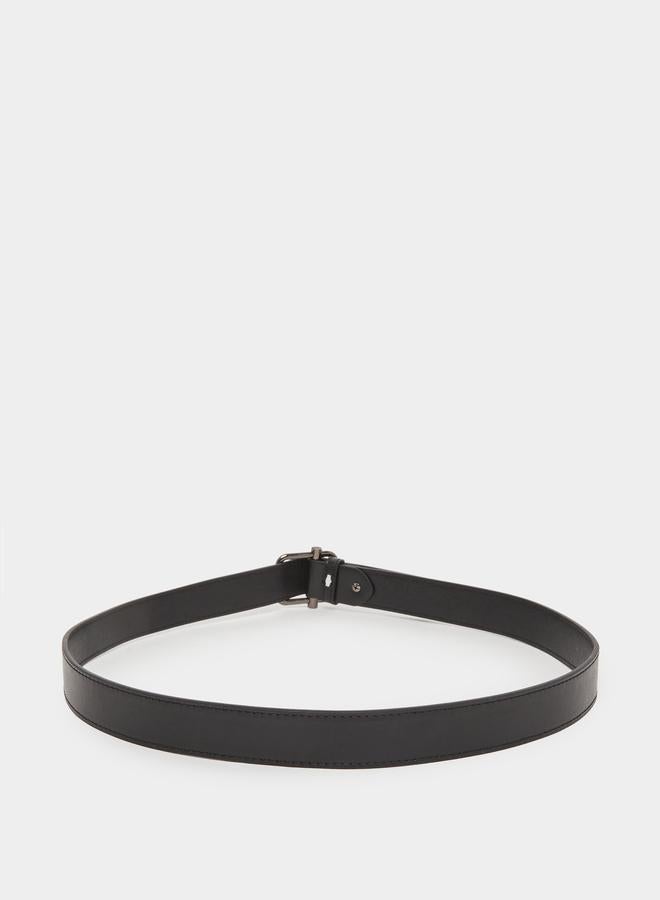 Styli Men Black Solid Waist Belt with Metal Buckle - Image 3