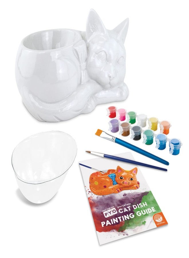 MindWare Paint Your Own Cat Dish - Porcelain Painting Figures for Kids, Teens & Adults Ages 8 & Up - Includes 12 Paints and 2 Brushes - Image 3
