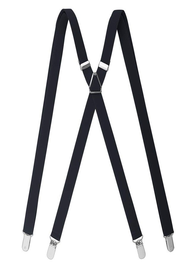 TopTie Men's Solid Suspenders Elastic 3/4 Inch X Back Adjustable Suspenders-Black - Image 1