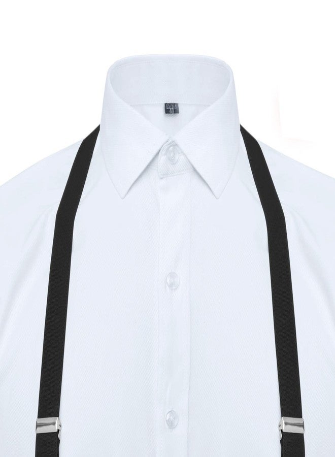 TopTie Men's Solid Suspenders Elastic 3/4 Inch X Back Adjustable Suspenders-Black - Image 3