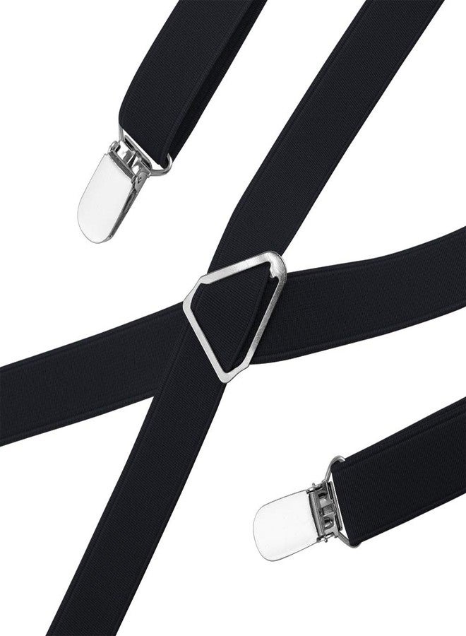 TopTie Men's Solid Suspenders Elastic 3/4 Inch X Back Adjustable Suspenders-Black - Image 4