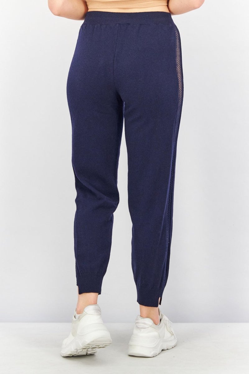 STELLA MCCARTNEY Women Regular Fit Textured Pull On Pants, Navy - Image 3