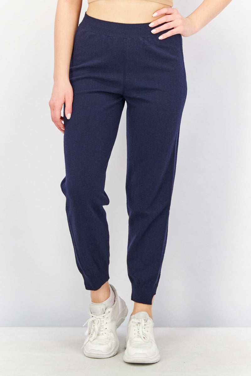 STELLA MCCARTNEY Women Regular Fit Textured Pull On Pants, Navy - Image 1