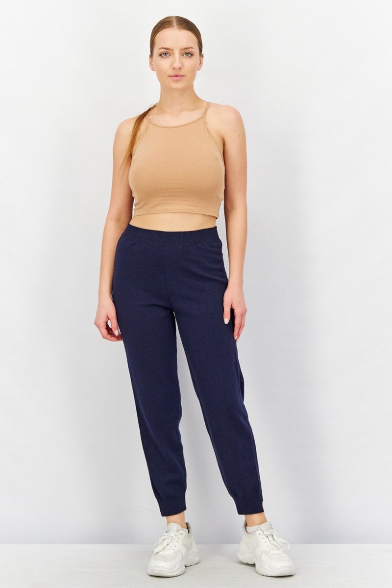 STELLA MCCARTNEY Women Regular Fit Textured Pull On Pants, Navy - Image 2
