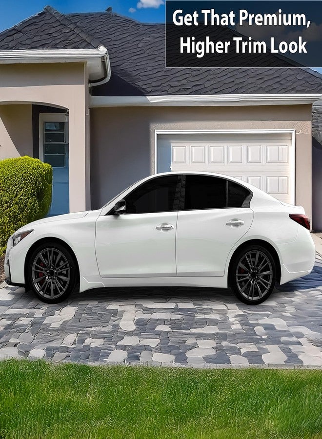 BOGAR TECH DESIGNS غطاء كروم جانبي للنافذة من تصميمات بوجار تك، متوافق مع إنفينيتي Q50 موديلات 2018-2024، أسود لامع - Image 2