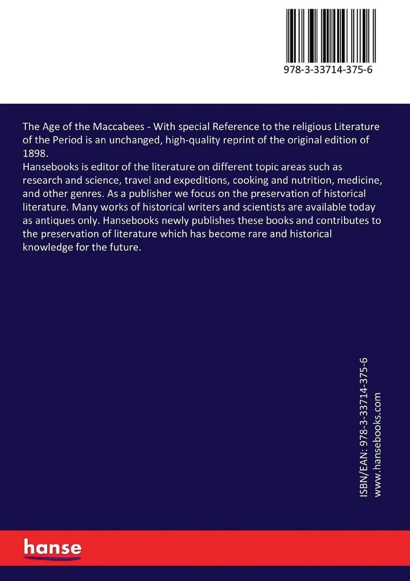 The Age of the Maccabees: With special Reference to the religious Literature of the Period  - Image 2