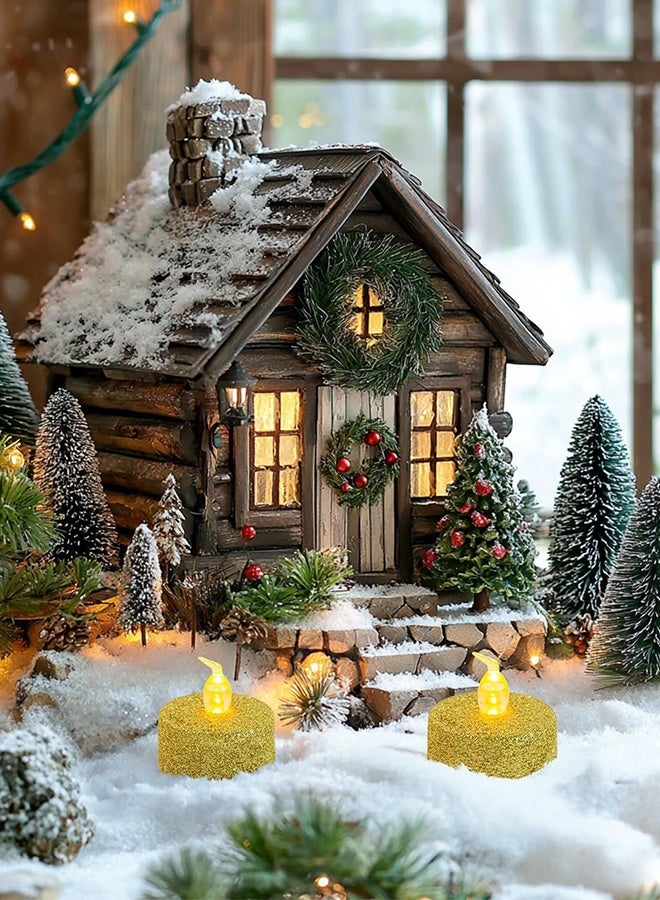 ليمون ١٢ قطعة من شموع الشاي الذهبية، شموع شاي لامعة تعمل بالبطارية، مثالية للمناسبات، وزينة عيد الميلاد، والذكرى السنوية، وحفلات الزفاف. - Image 2