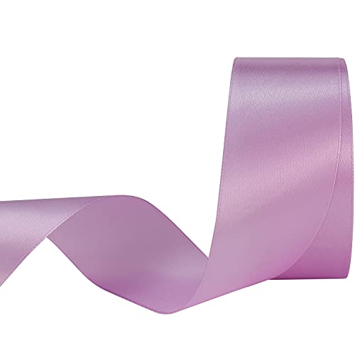 Nsilu 25 Yards 1-1/2 inches Wide Satin Ribbon Suitable for Wedding, Party and Gift Box Packaging Ribbon (Purple Pink) - Image 1