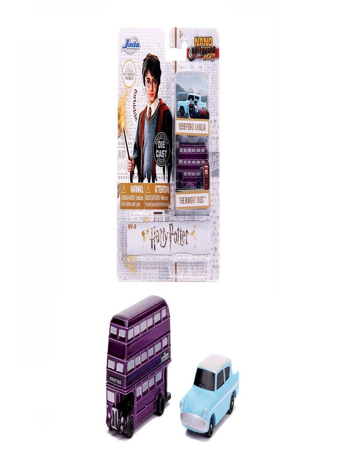 Jada Toys 253181002 Harry Potter Set of 2 Nano Collectable Die-cast, 959 Ford Anglia, Knight Bus, Toy Cars Set, 4 cm, 8 Years and Up - Image 2