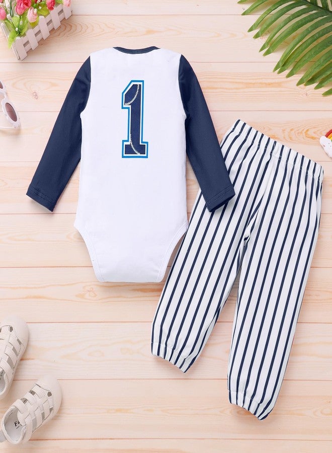 IKADEX Baby First Birthday Outfit Boy 9 12 18 Months Long Sleeve Baseball Romper and Pants Sets Newborn Fall Cake Smash Clothes - Image 3