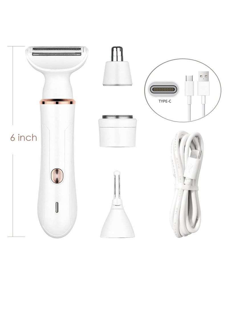 Sharpdo Electric Razor for Women, Hair Trimmer for Bikini Legs Womens Shaving Eyebrow Lips Body Face Beard Mustache Nose Arm Armpit Facial Hair Removal for Women's Shaver 4 in 1 Kit, Type-C Charging Port - Image 2