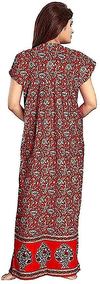 YUKATA Women's Cotton Printed Ankle Length Nighty - Free Size (Pack of 2) (Free Size, RED&Maroon) - Image 5