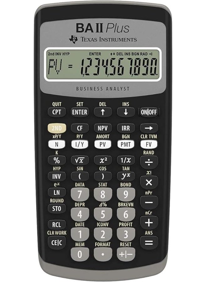 تاكساس إنسترومنتس آلة حاسبة مالية تكساس انسترومنتس BA II Plus احترافية لحساب القيمة الزمنية للنقود تحليل التدفقات النقدية جداول الإهلاك حساب السندات والاستحقاق مناسبة للطلاب والمحاسبين - Image 1