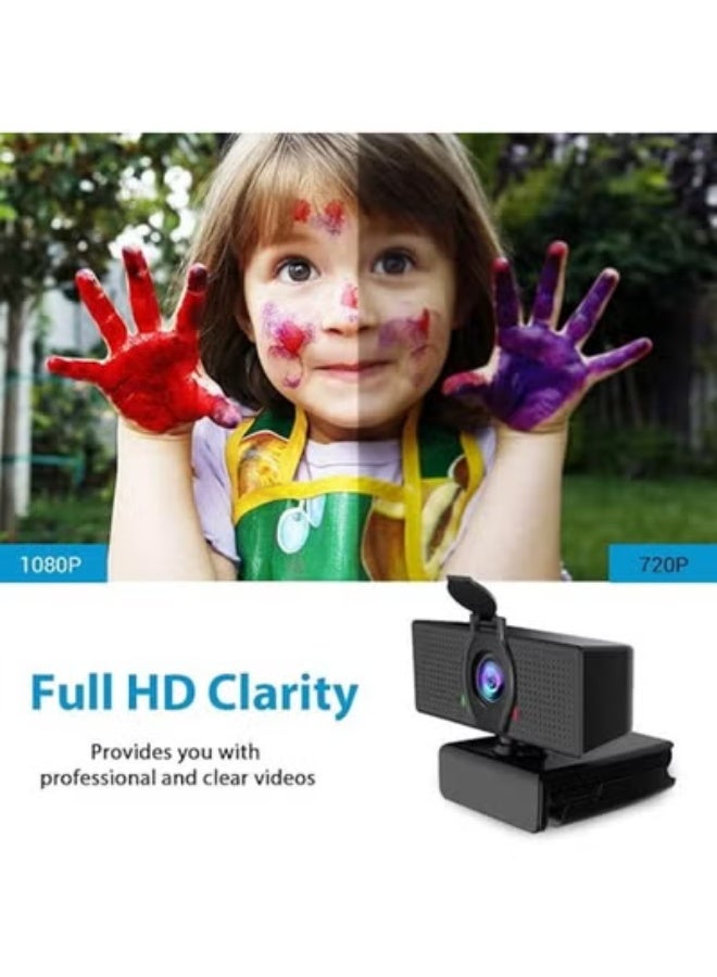 كاميرا ويب HD بدقة 1080P مع ميكروفون مدمج وغطاء خصوصية، كاميرا USB للاجتماعات والبث والمكالمات - Image 5