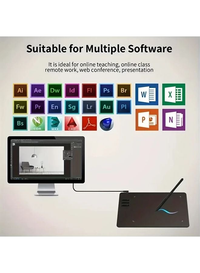 Black LCD Writing Tablet with Stylus ABS Material USB Powered Compatible with Android Mac Windows - Image 3