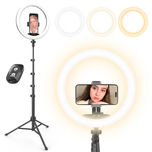 UBeesize 12 Selfie Ring Light with 62 Extendable Tripod Stand Remote LED Circle Light with Phone Holder for Video RecordingMakeupContent Creator YouTubeTikTokTwitch Phone Camera Webcam - Image 1