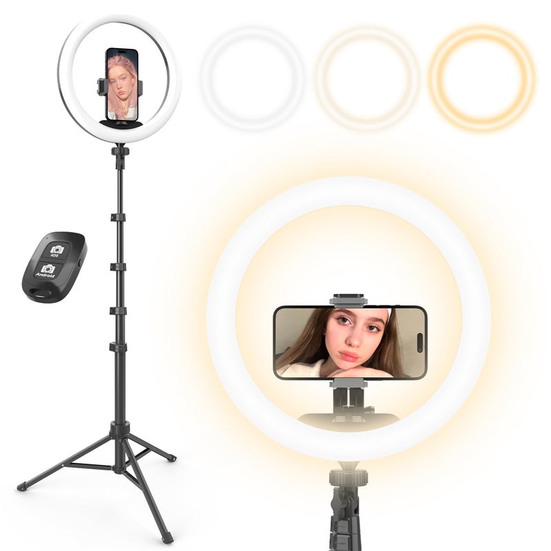 UBeesize 12 Selfie Ring Light with 62 Extendable Tripod Stand Remote LED Circle Light with Phone Holder for Video RecordingMakeupContent Creator YouTubeTikTokTwitch Phone Camera Webcam - Image 2