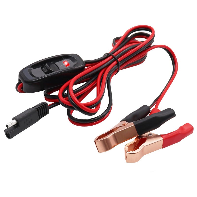 mxuteuk 8FT SAE 16AWG Wire Harness with OnOff Switch Gold Alligator Clips12V Sprayer Parts Switch Wire Harness with Lampfor SprayersTractorsATVUTVand Other Battery Power Supplie
