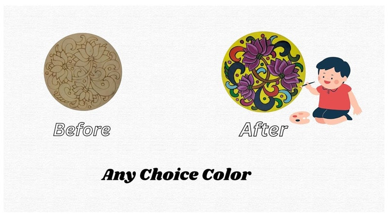 HIART24 HiART 24 Pine MDF PREMarked Wooden Lotus Design Rangoli Round Shapes Cutout for DIY Work Art and Craft for Mandala Art Acrylic Painting  - Image 4