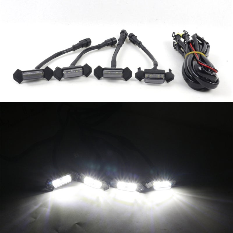 LED Grille Light 12V 4 Pcs Premium ABS Waterproof Shell - Bright Non-Dazzling White Light for Car Decoration Outdoor Use - Image 1